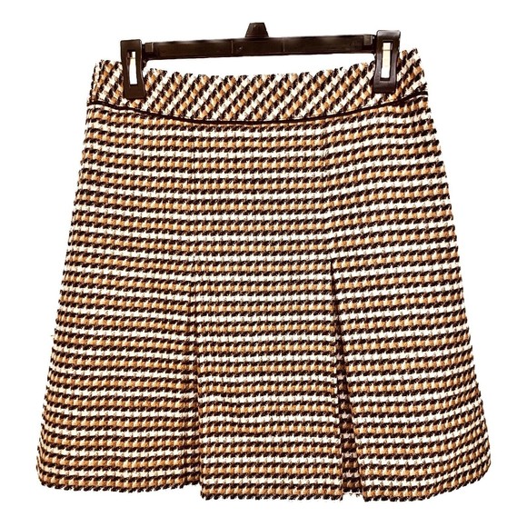 Talbots Dresses & Skirts - Talbots Wool Houndstooth Pleated Skirt Black Brown Tan Cream Light Academia - 2P